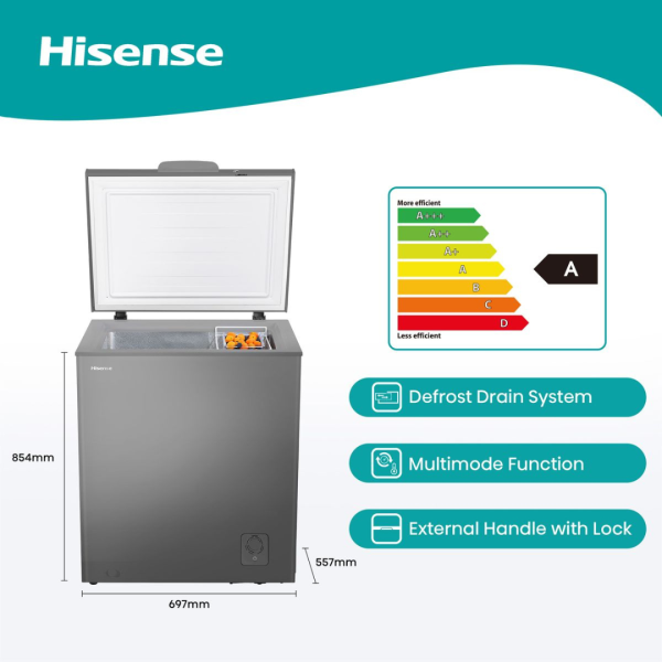 Hisense 142L Metallic Silver Chest Deep Freezer (*Box Damaged) - Image 5