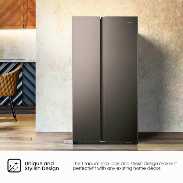 Hisense 508L No Frost Side by Side Titanium Inox Fridge Freezer (*Box Damaged) - Image 7