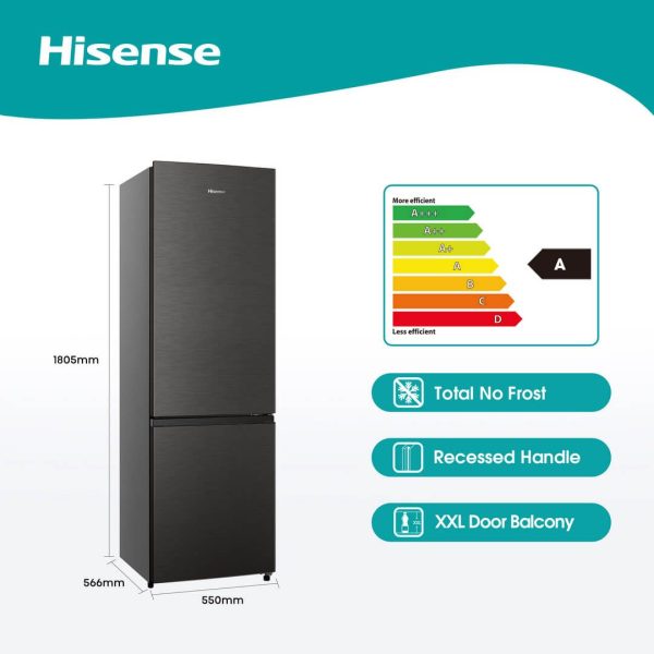 Hisense 271L Inox Bottom Freezer Combi Fridge (*Box Damaged) - Image 4